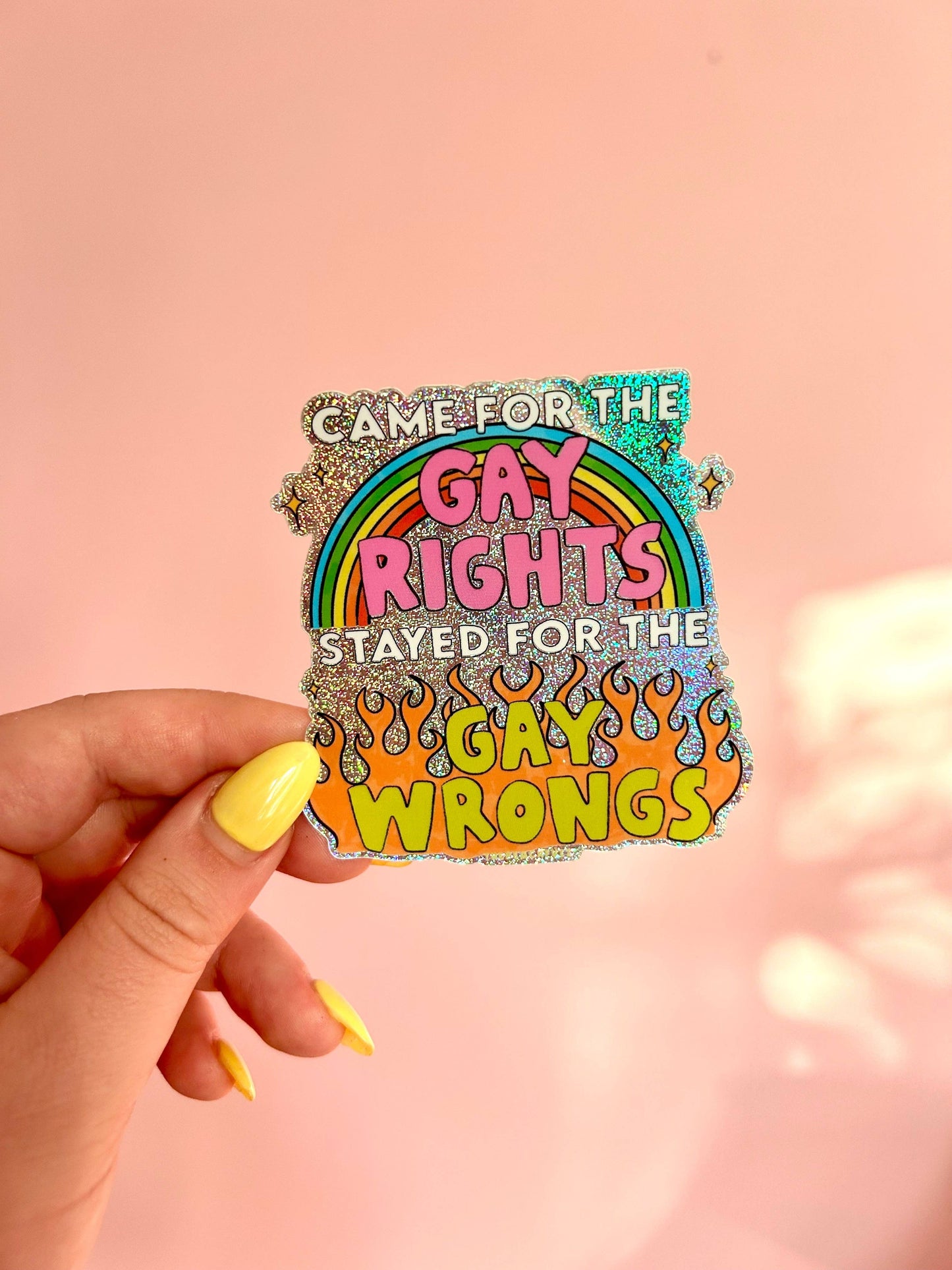 Gay Wrongs Glitter Sticker - The Peach Fuzz