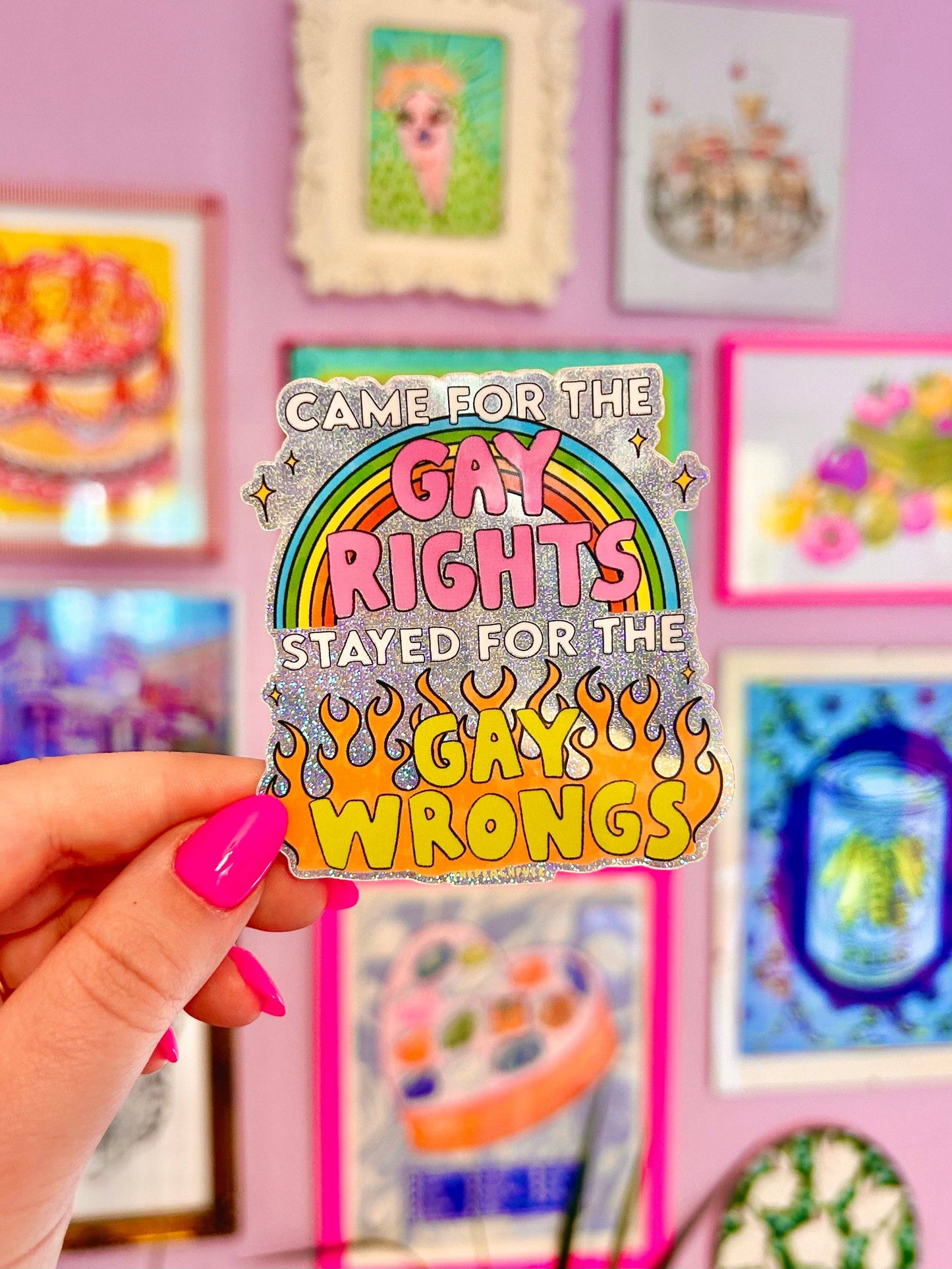 Gay Wrongs Glitter Sticker - The Peach Fuzz